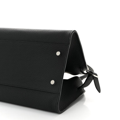 Matte Grained Calfskin Margaux Shoulder 12 Black