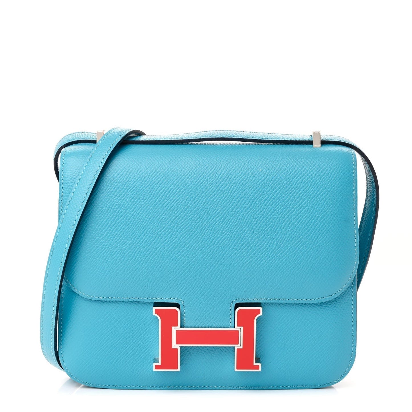 Epsom Enamel Constance 18 Bleu Du Nord Rouge de Coeur