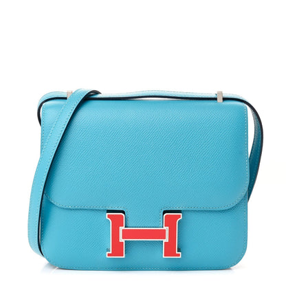 Epsom Enamel Constance 18 Bleu Du Nord Rouge de Coeur