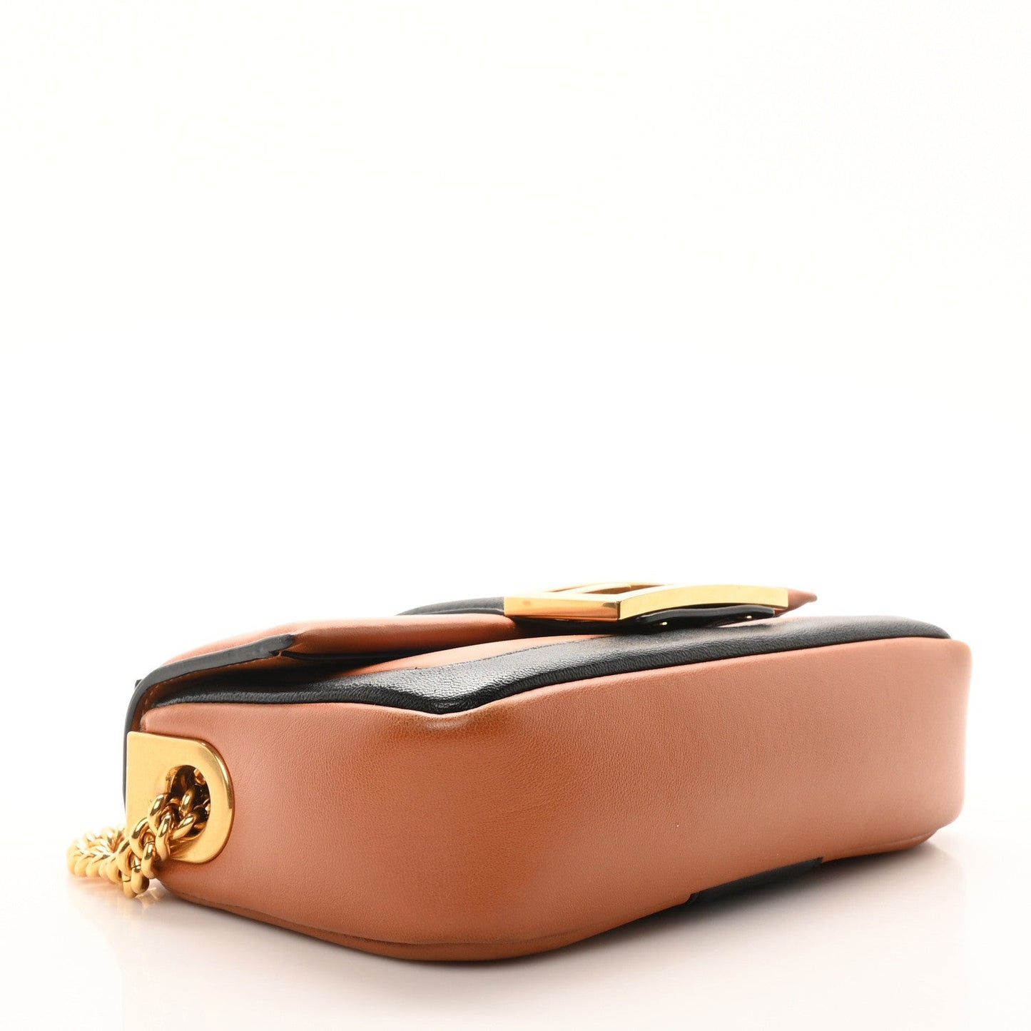 Nappa Apolo Bi-Color Mini Chain Baguette Brandy Black