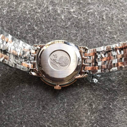 DEVILLE PRESTIGE 27MM QUARTZ ROSE GOLD STEEL DIAMOND NUMERALS