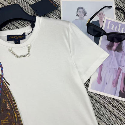 LV 25Ss Monogram 3D Crossbody Bag Metal Chain White Cotton T-Shirt