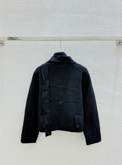 Loewe Solid Turtleneck Wool Knit Long-Sleeved Cardigan