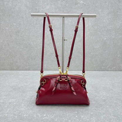 Miu McDonal Dumpling Ruby Red 24cm Bag in Oli-waxed