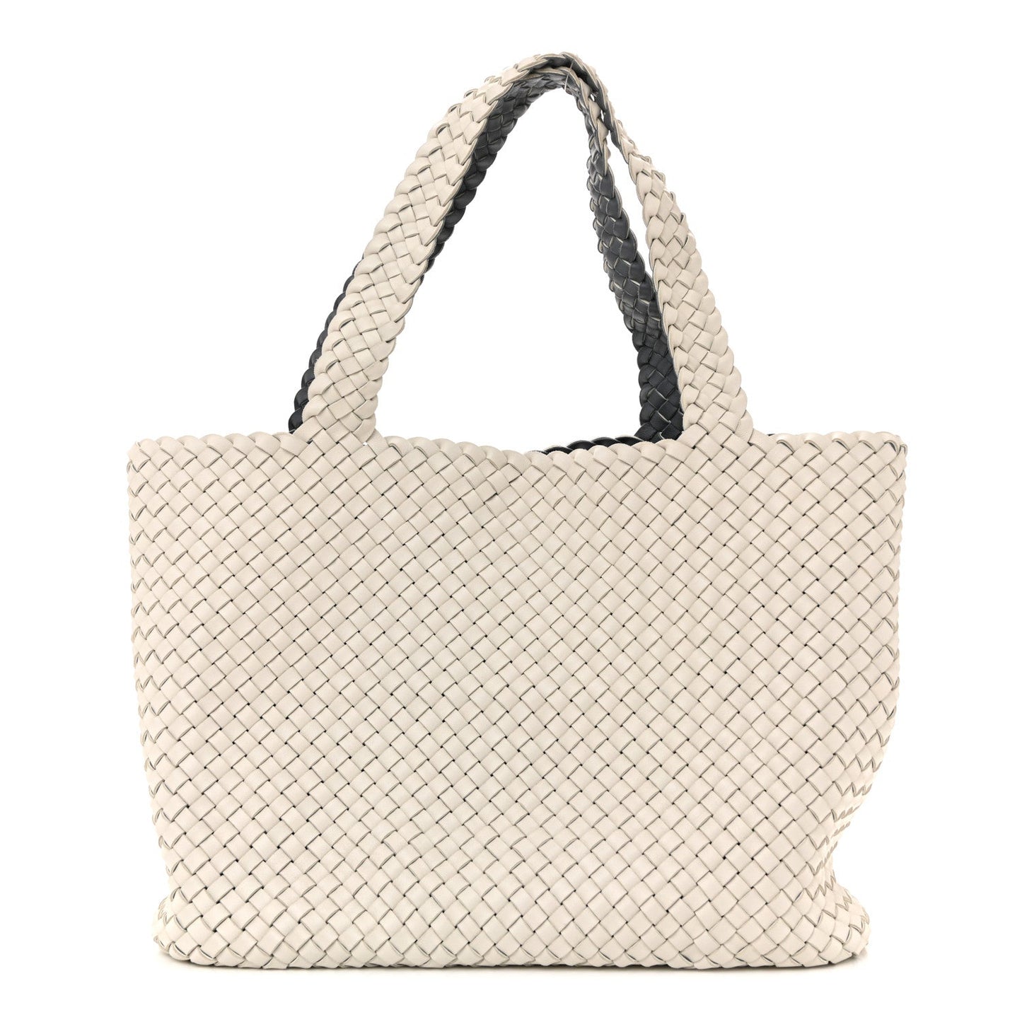 Nappa Intrecciato Bicolor Tote Bag Thunder White Silver