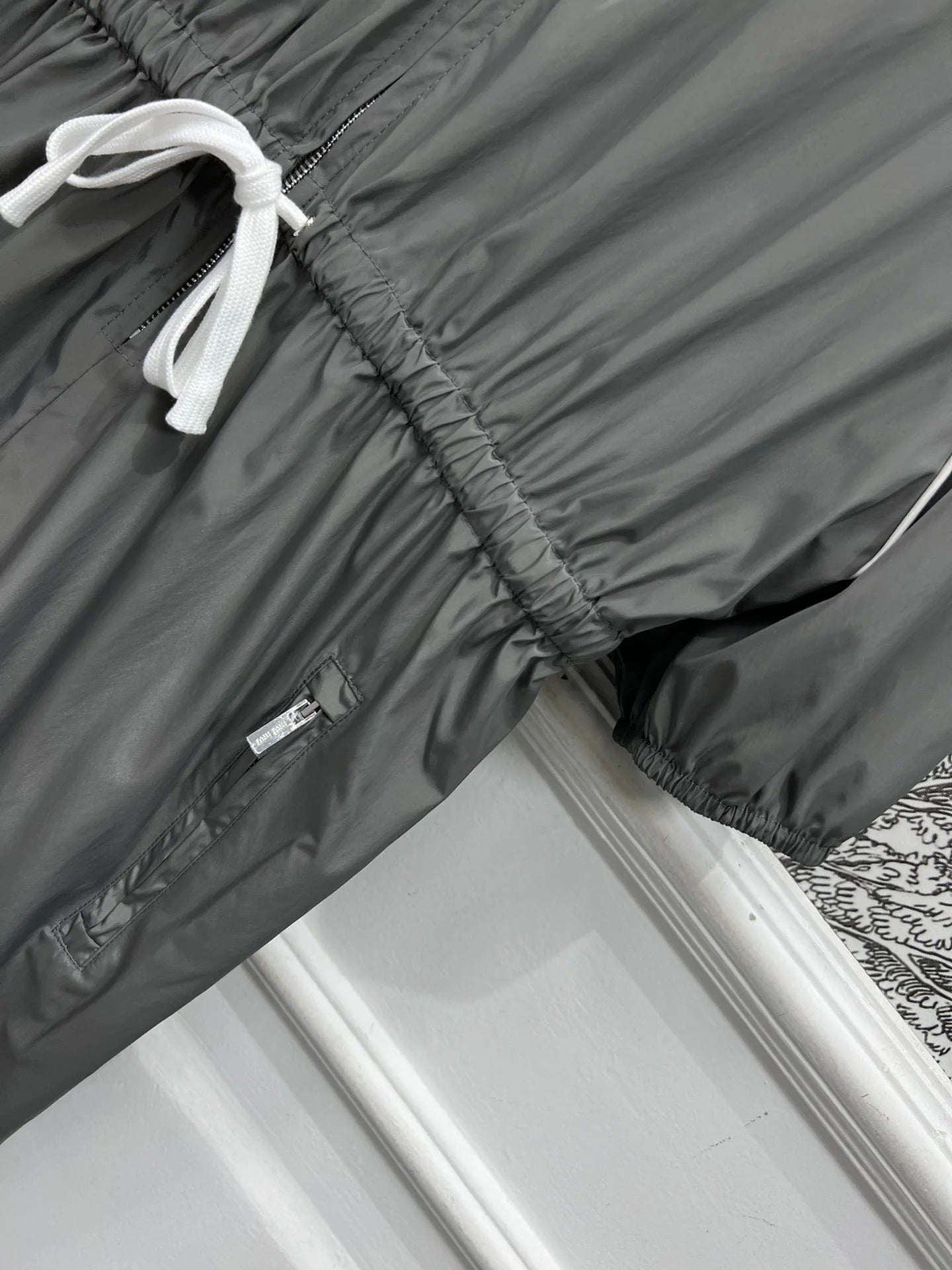 MIU 25S HOODED JACKET GREY IN NYLON 263119