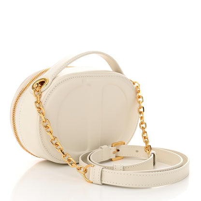 Calfskin CD Signature Oval Crossbody Camera Bag Latte