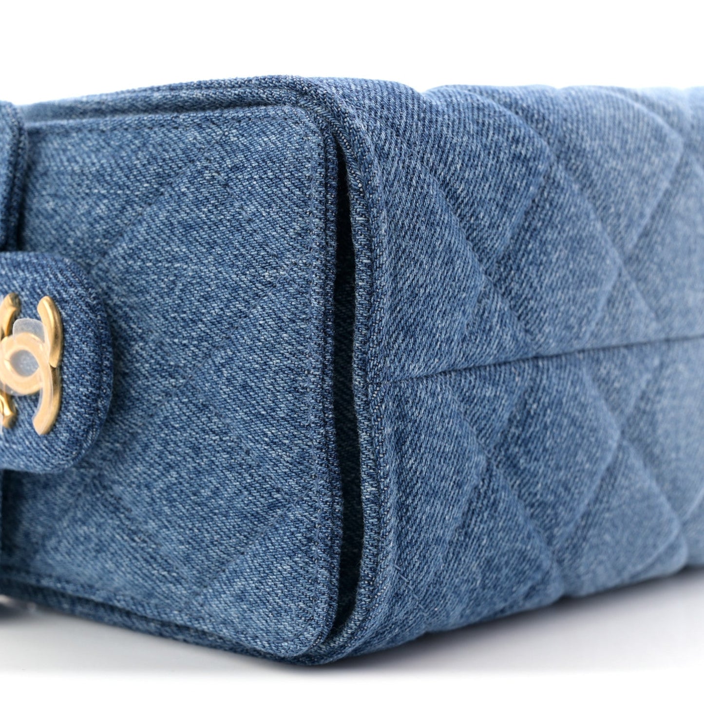 Washed Denim Quilted Mini Chanel 25 Handbag Blue