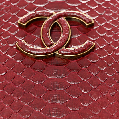 Snakeskin Calfskin Quilted Small Coco Curve Vanity Burgundy