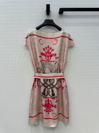 HM 25S Palefroi Remix Sleeveless Dress Graphic Print in Pink Silk