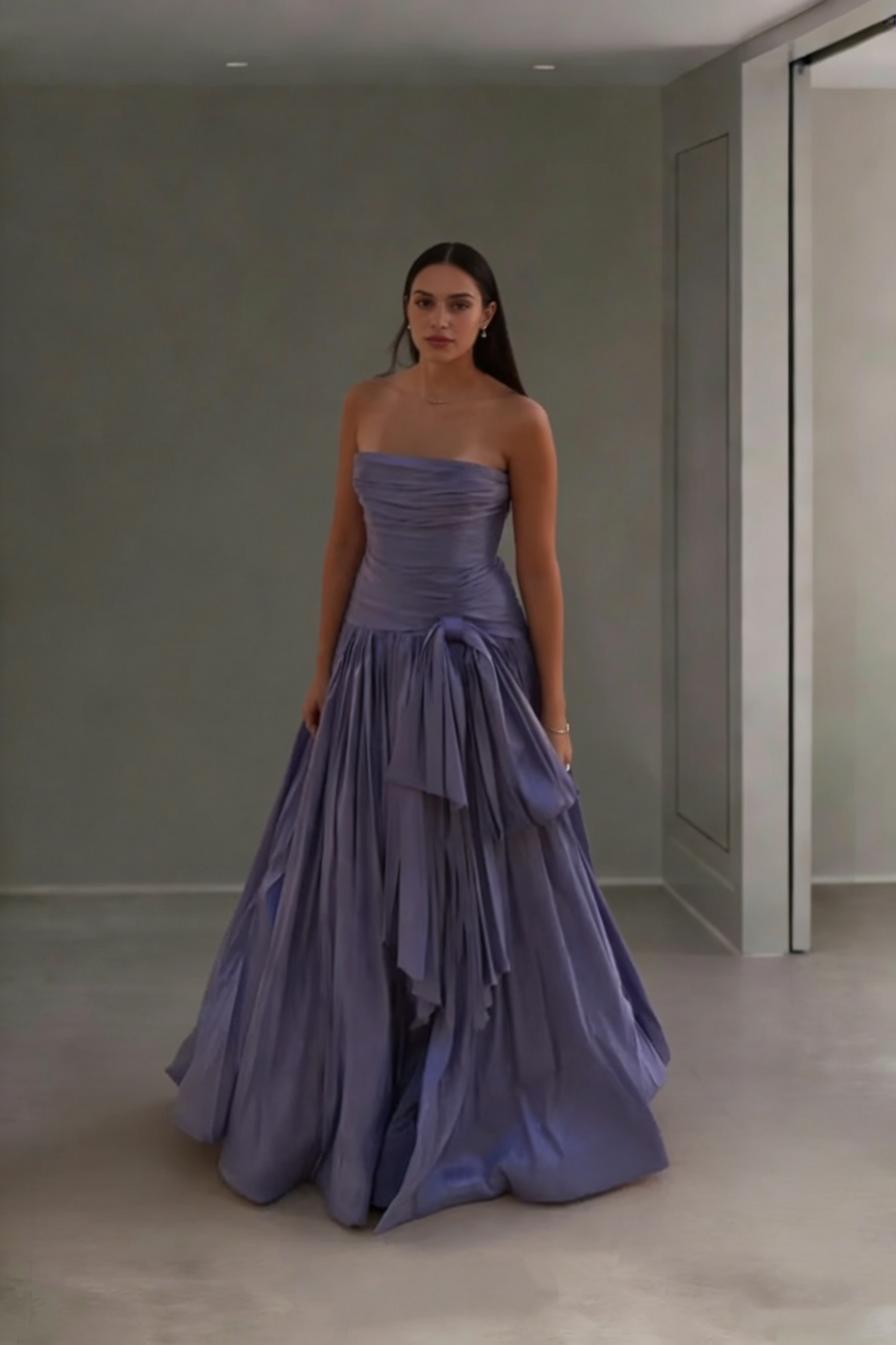 Classy Strapless Blue Satin Pleated Mermaid Long Party Dress 18th Birthday Outfits SP1677