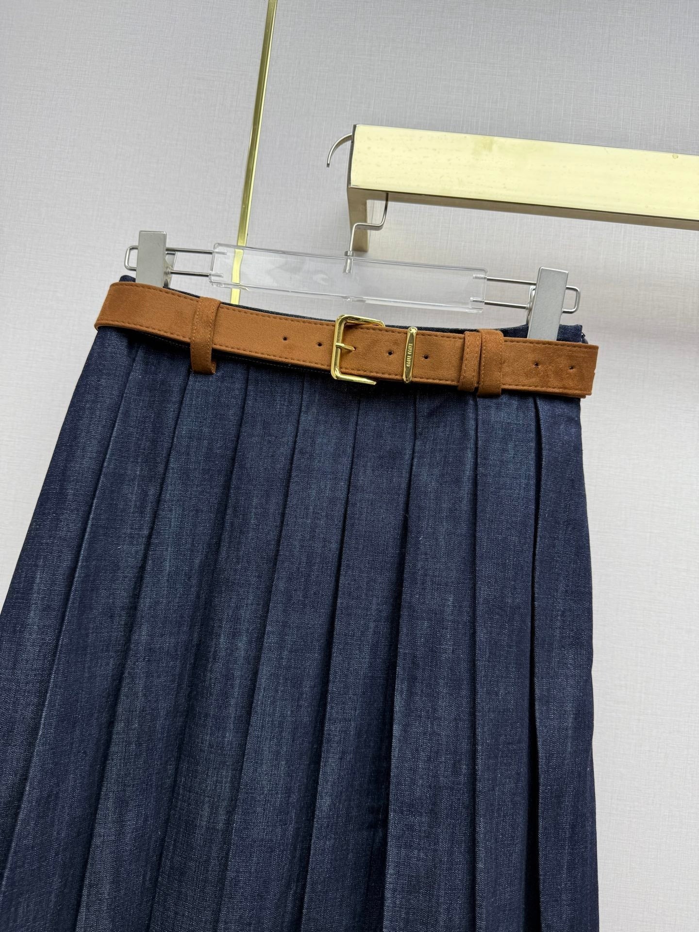 Miumiu 2026 Retro Denim Pleated Skirt Blue Cotton 351555