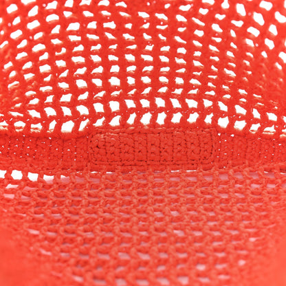 Yarn Raffia Effect Crochet Logo Embroidered Tote Bag Arancio