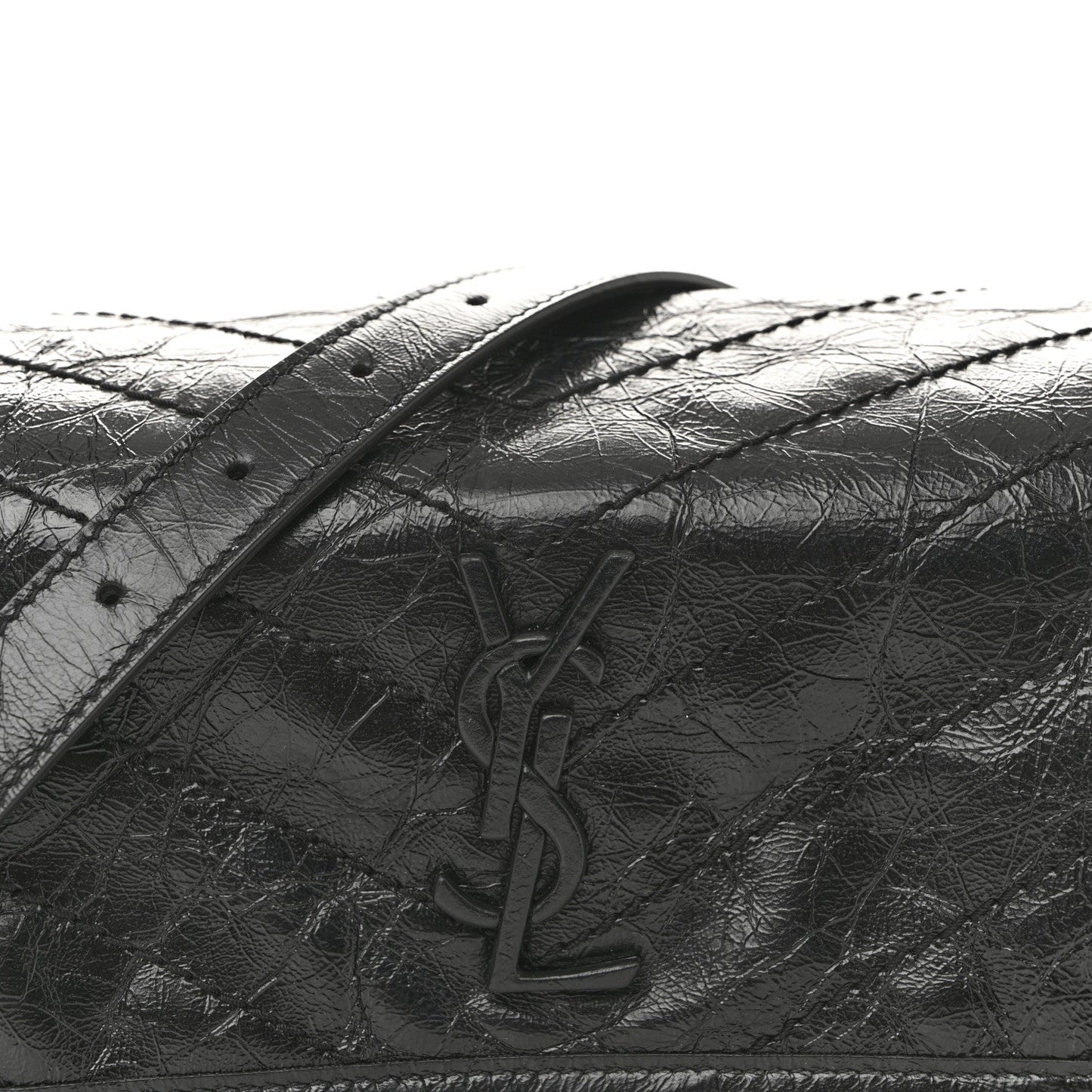 Crinkled Calfskin Matelasse Monogram Niki Body Bag Black