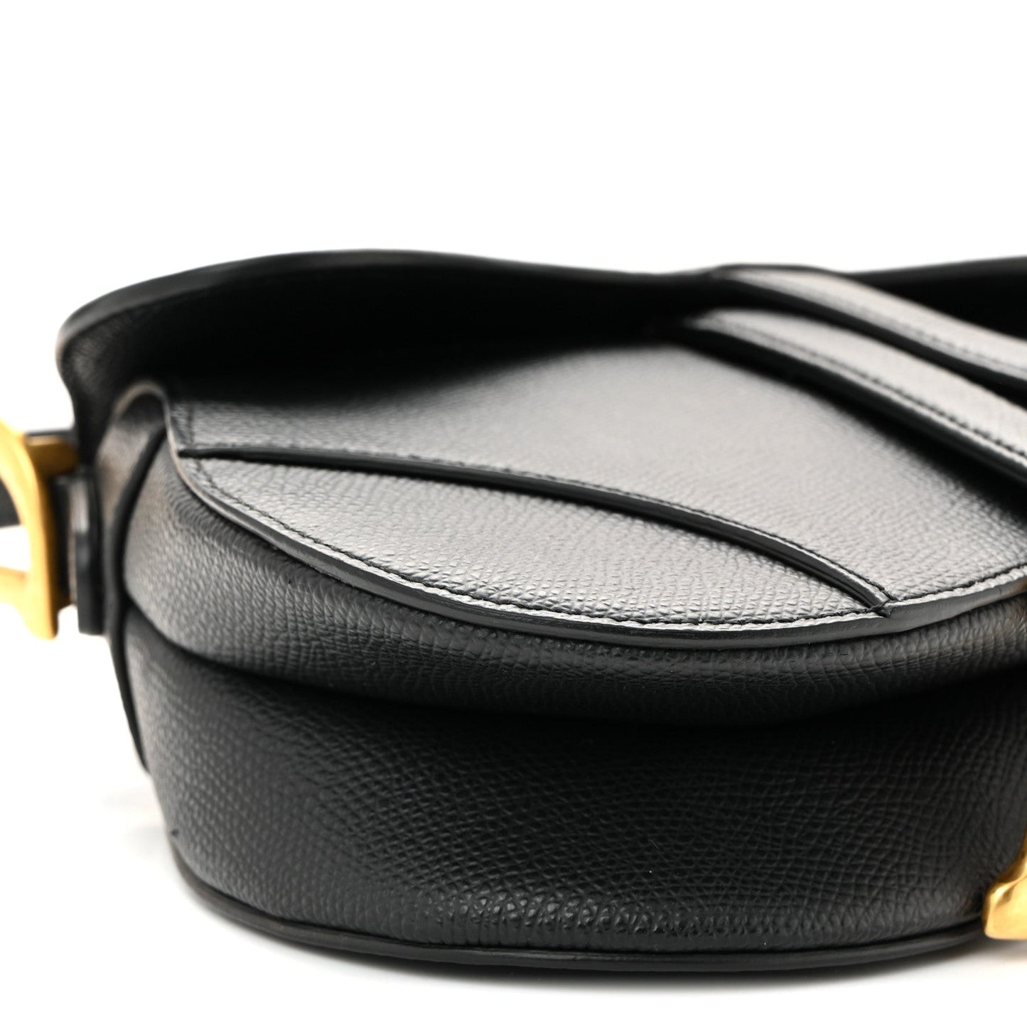 Grained Calfskin Mini Saddle Bag Black