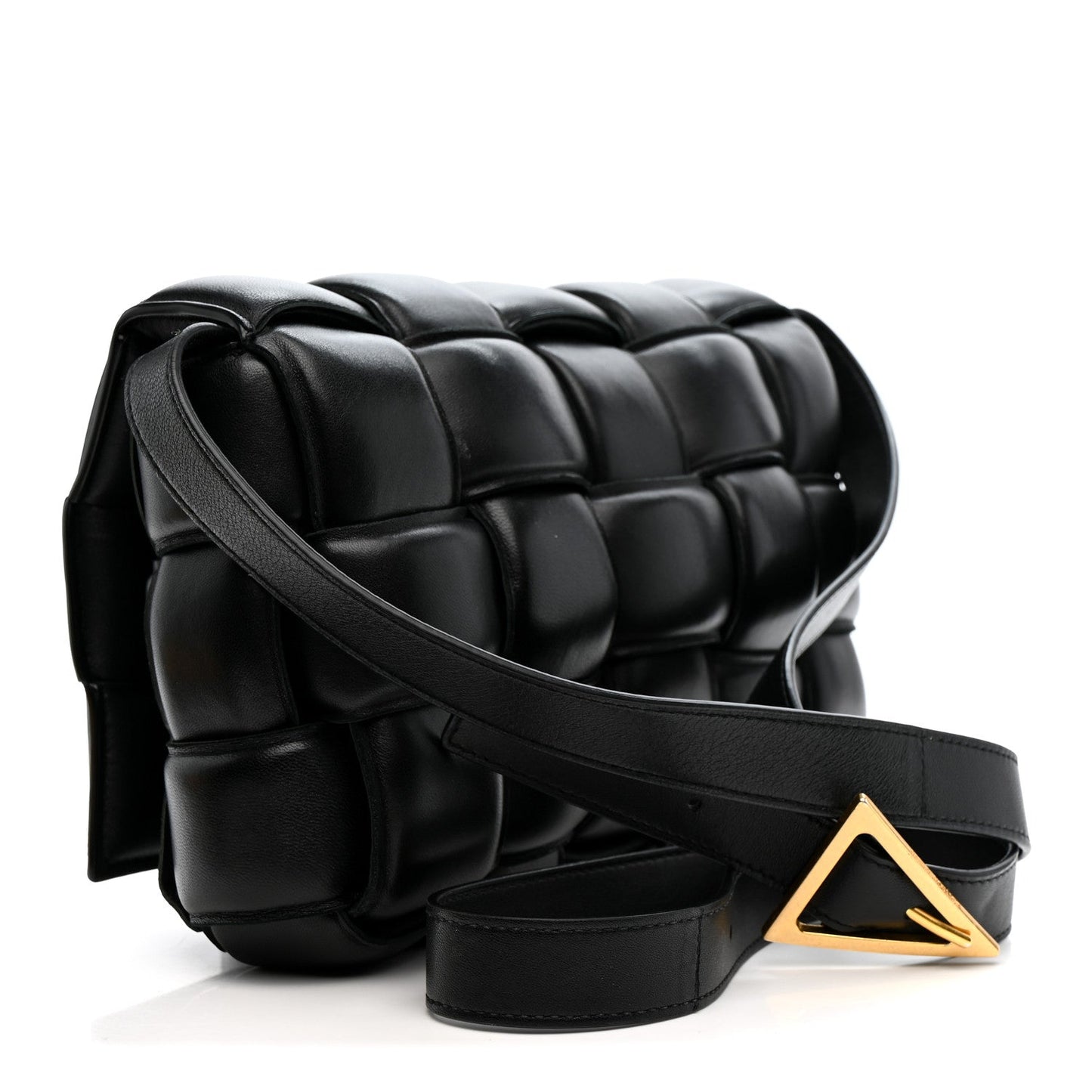 Nappa Maxi Intreccio Padded Cassette Crossbody Bag Black