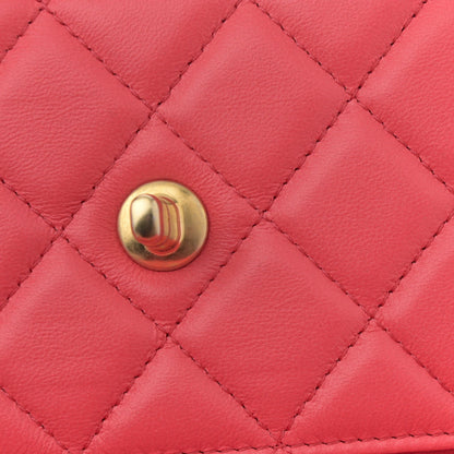Lambskin Quilted Sweet Camellia Wallet On Chain WOC Coral