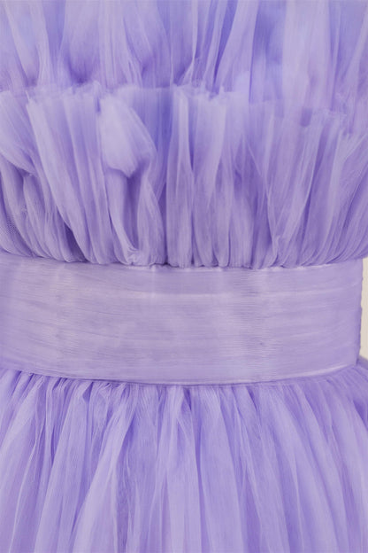 Lavender Strapless A-line Layers Homecoming Dress with Detachable Sleeves