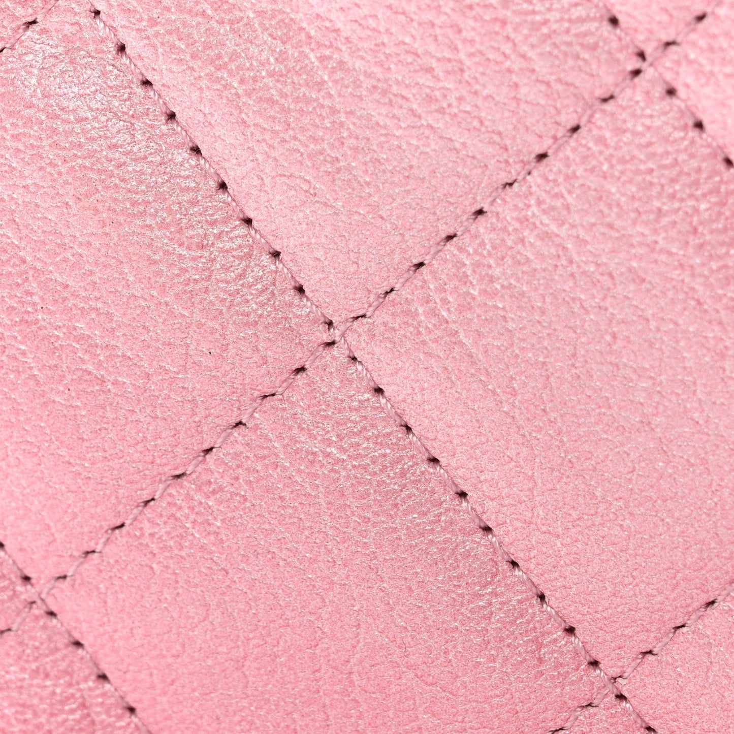 Iridescent Calfskin Quilted Wallet On Chain WOC Rose Pink