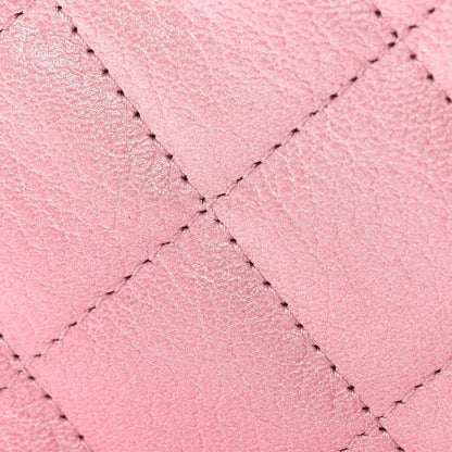 Iridescent Calfskin Quilted Wallet On Chain WOC Rose Pink