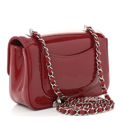Patent Calfskin Small Camellia Flap Red