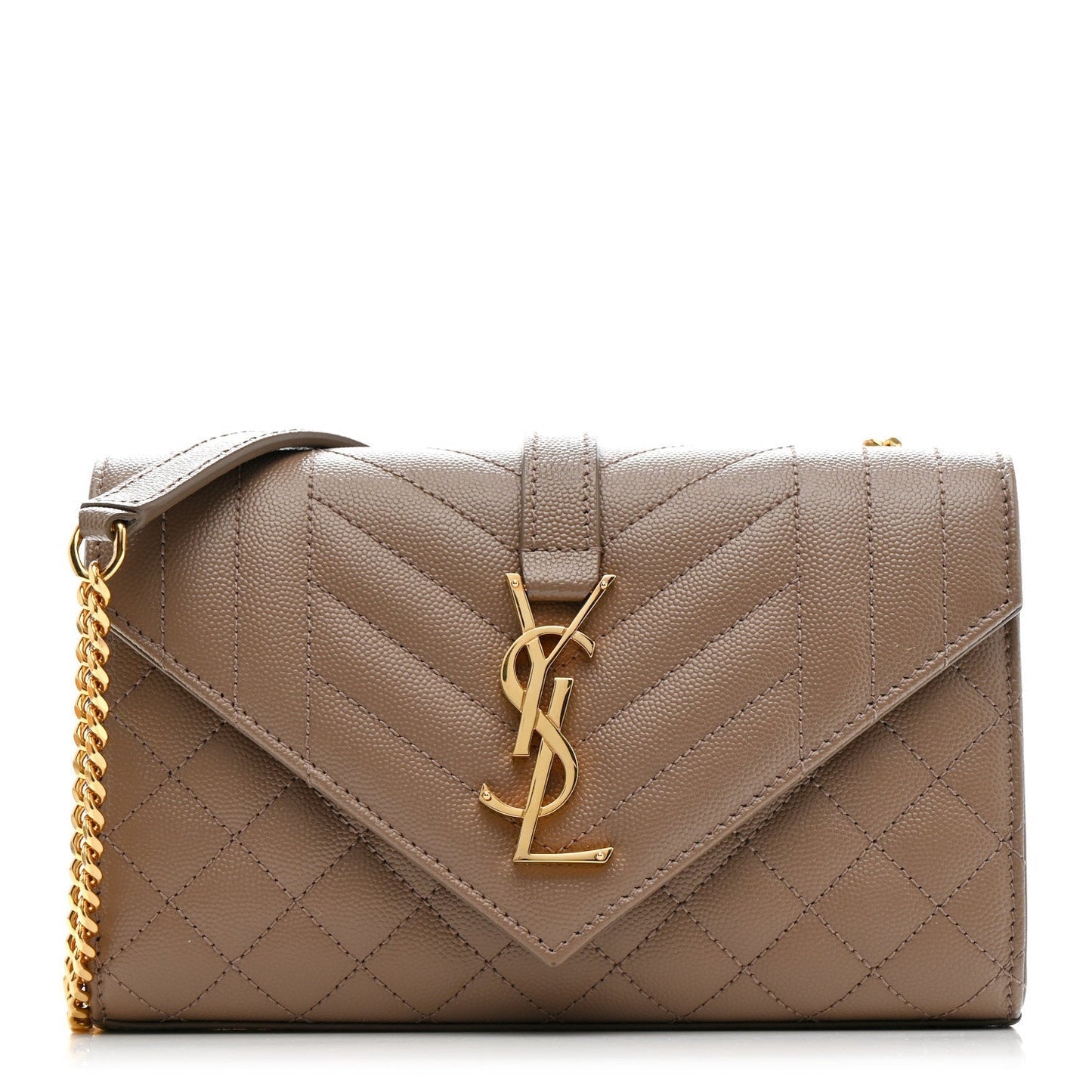 Grain De Poudre Textured Mixed Matelasse Triquilt Small Monogram Satchel Dark Beige