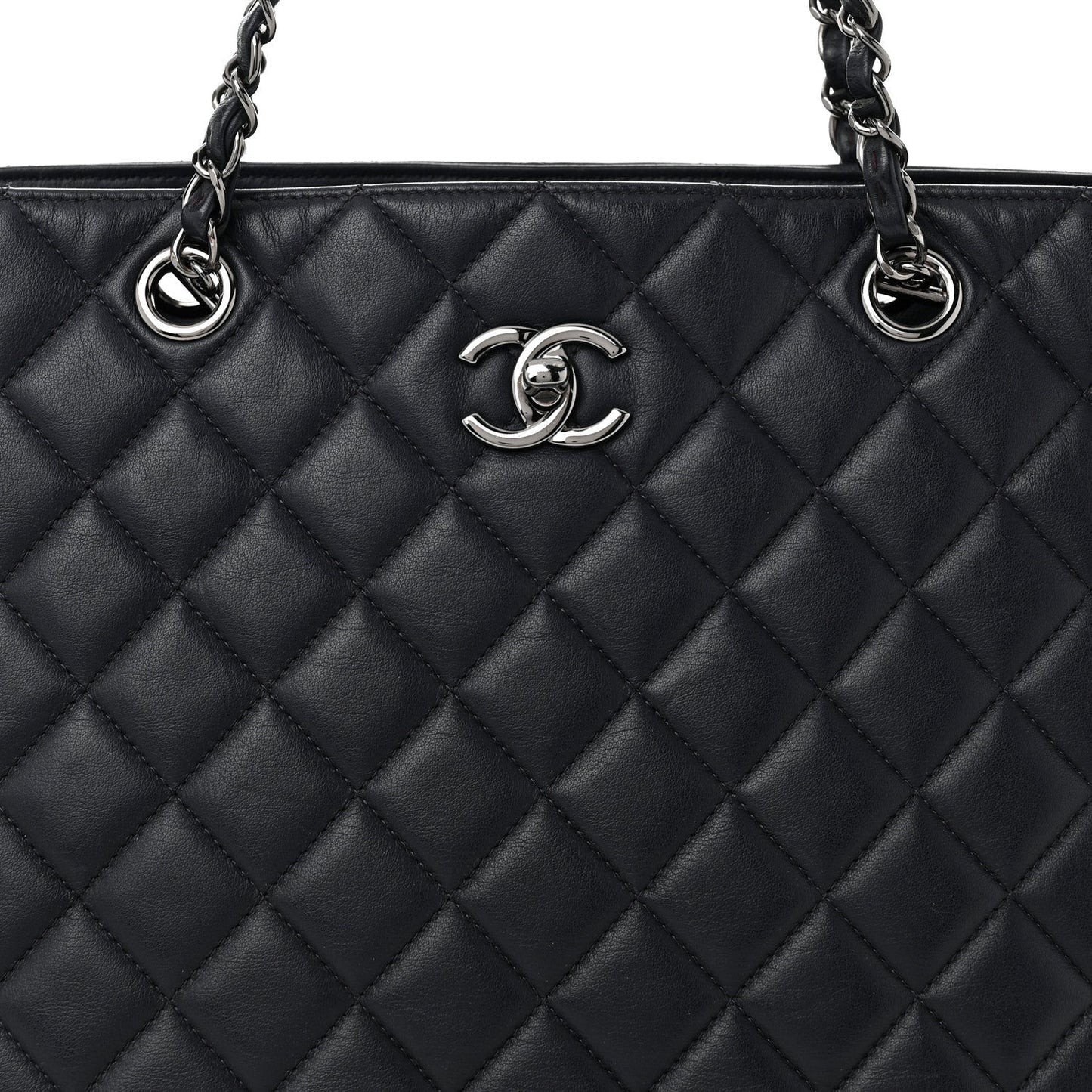 Calfskin Quilted Timeless Tote Dark Navy