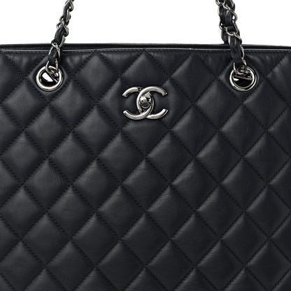 Calfskin Quilted Timeless Tote Dark Navy