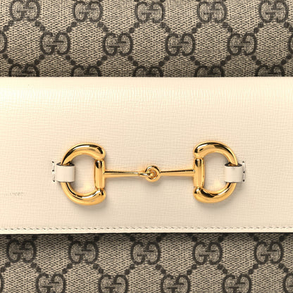 GG Supreme Monogram Small Horsebit 1955 Shoulder Bag Beige Mystic White