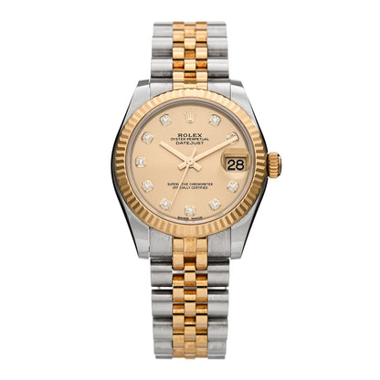 Stainless Steel 18K Yellow Gold Diamond 31mm Oyster Perpetual Datejust Watch Champagne 178273