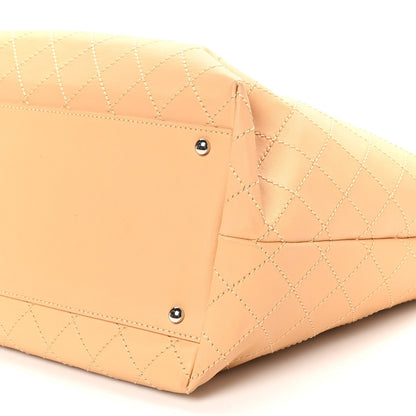 Calfskin Stitched Medium Shopping Tote Beige