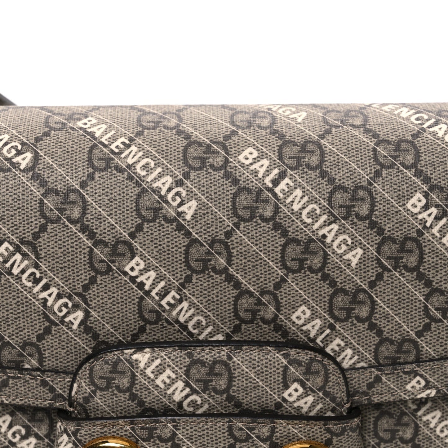X BALENCIAGA GG Supreme Monogram Logo Print Horsebit 1955 Shoulder Bag Beige Ebony