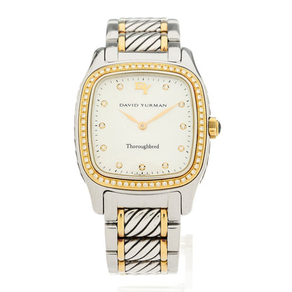 Stainless Steel 18K Yellow Gold Diamond Bezel Mother of Pearl 32mm Thoroughbred Quartz Watch