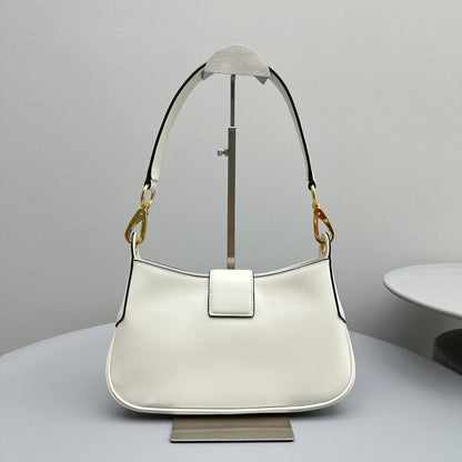HOBO 28 CITY SHOUDER BAG IN WHITE CALFSKIN