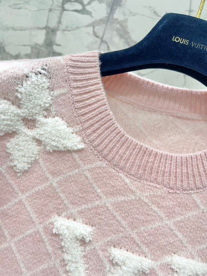 LV Flower T Shirt Pink Polyamide Wool