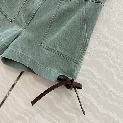 Loewe Denim Short Green Cotton