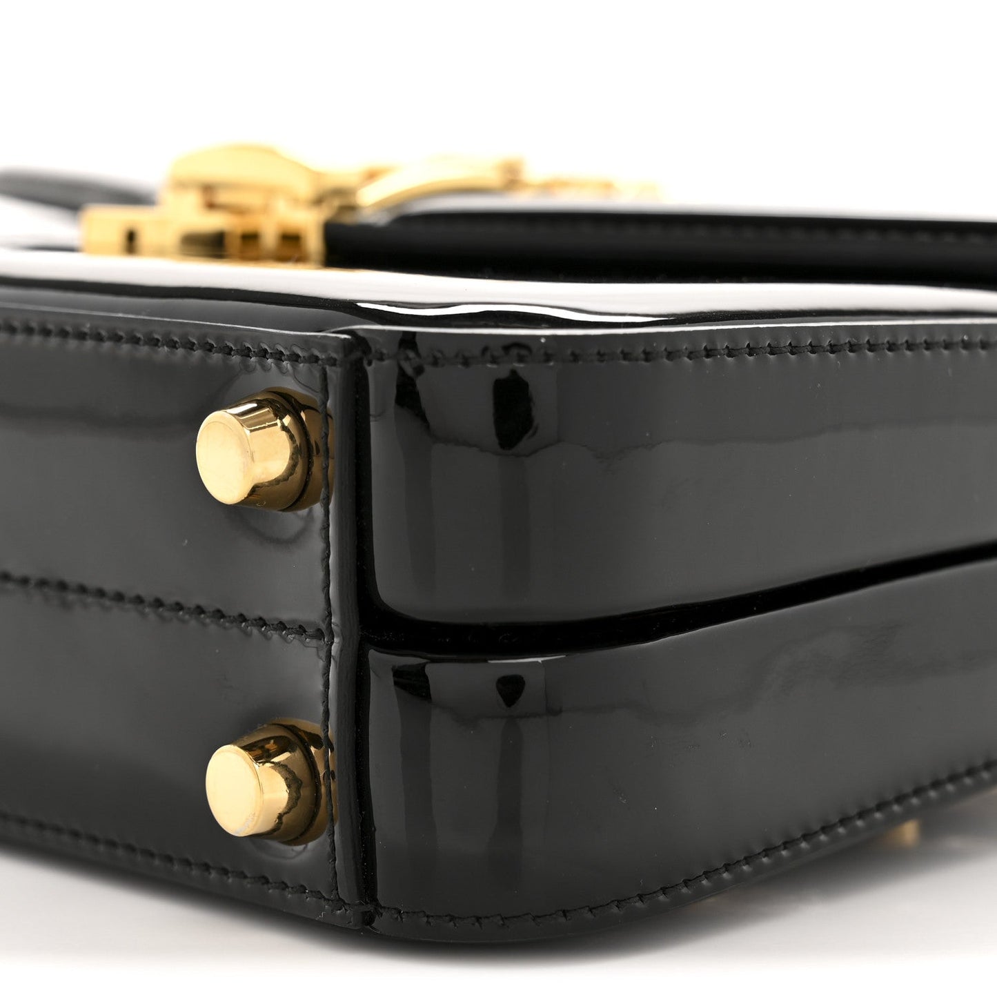 Mousse Top Patent Mini Sylvie 1969 Top Handle Bag Black