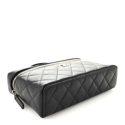 Caviar Quilted Top Handle Slim Vanity With Chain Black