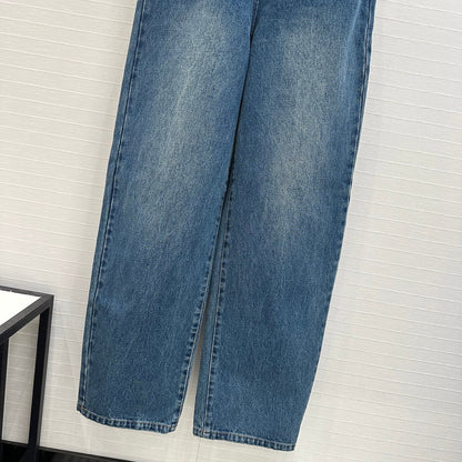 Prada 25 Halter Ntube Top Suspender Jumpsuit Blue Cotton