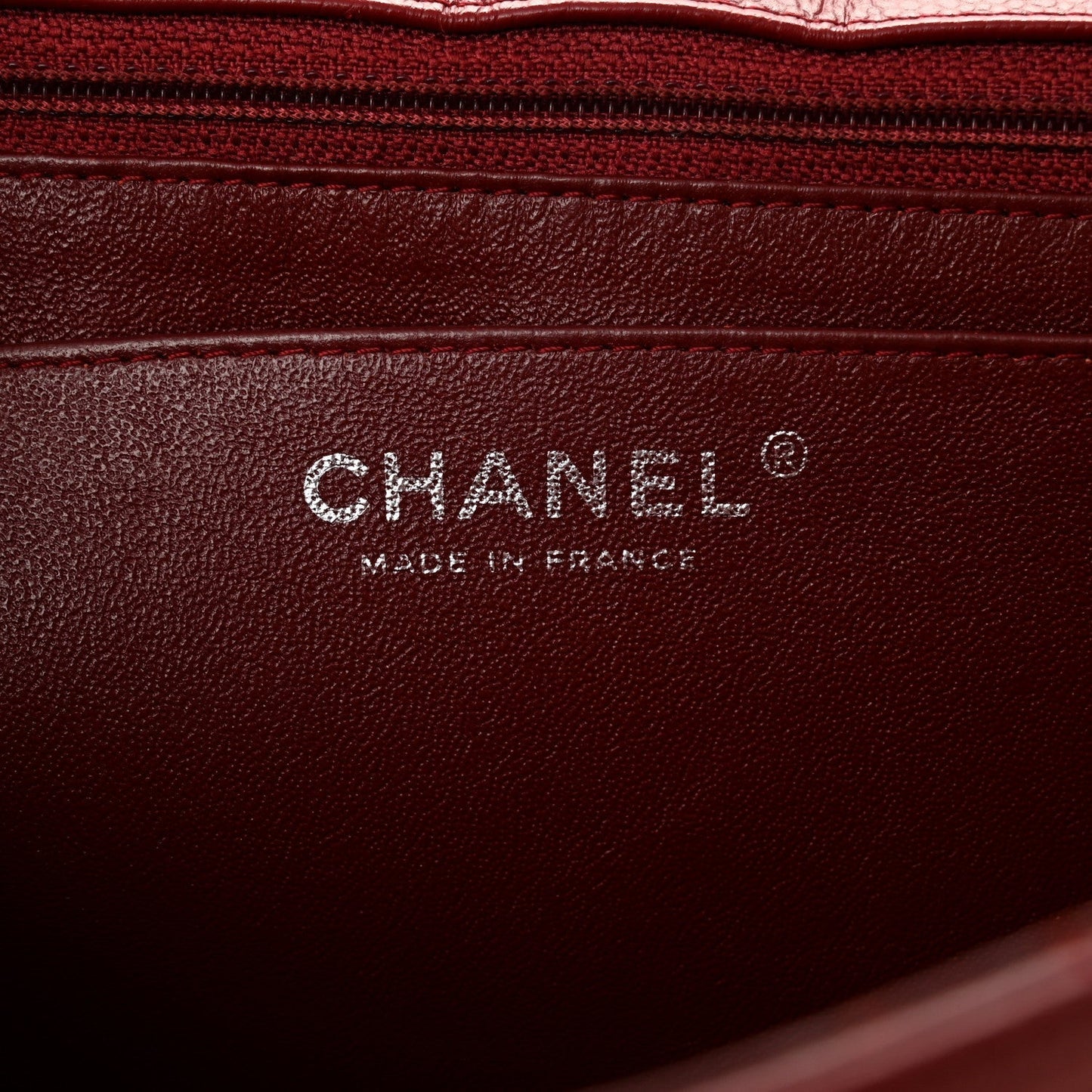 Caviar Quilted Jumbo Single Flap Dark Red