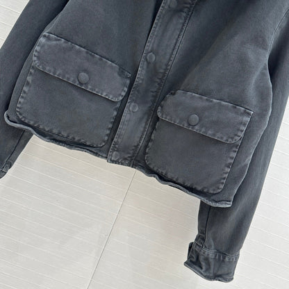 Prada 25 Hooded Short Jacket Smoky Gray Cotton