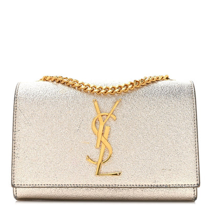 Metallic Calfskin Small Classic Monogram Kate Satchel Platine