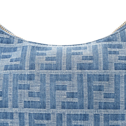 Denim Vitello Grace Mirror Logo Small Fendigraphy Hobo Bag Denim Sand