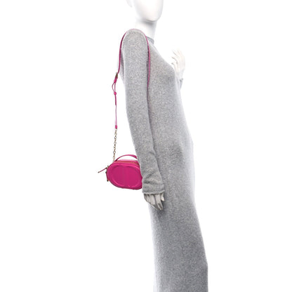 Calfskin CD Signature Oval Crossbody Camera Bag Rani Pink