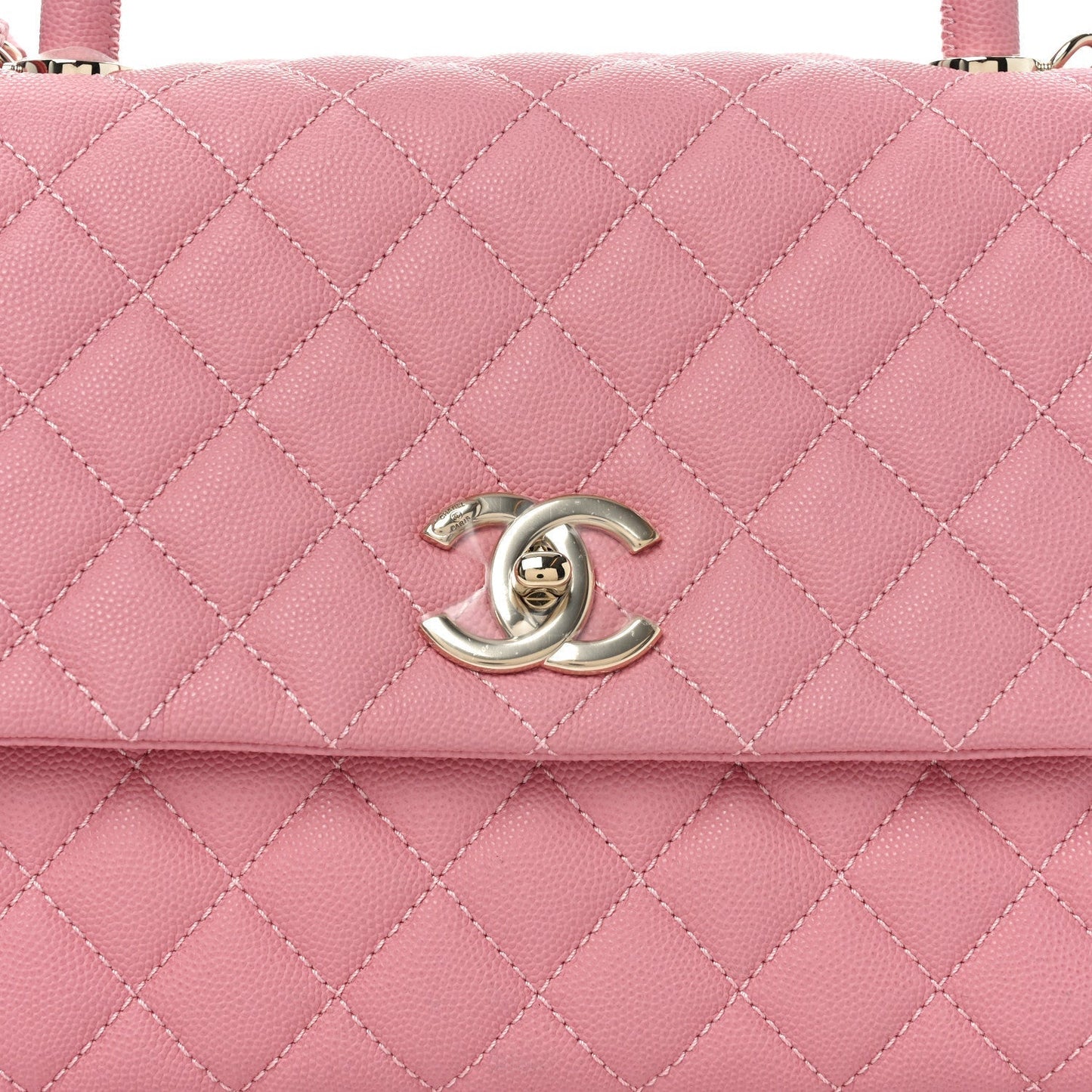 Caviar Quilted Small Coco Handle Flap Light Pink