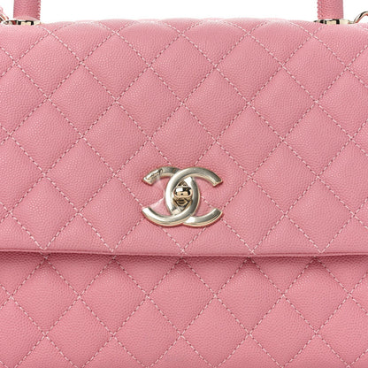 Caviar Quilted Small Coco Handle Flap Light Pink