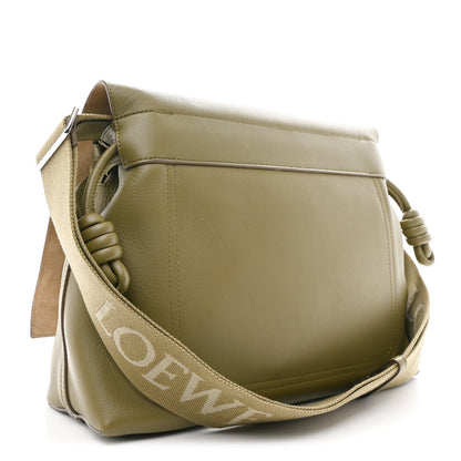 Shiny Supple Calfskin Flamenco Satchel Olive