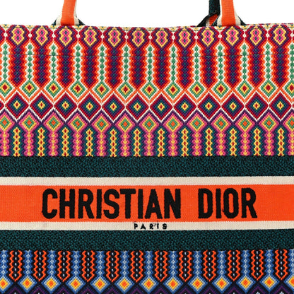 Canvas Embroidered Large Book Tote Orange Multicolor