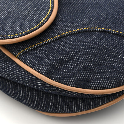 Denim Calfskin Saddle Bag Blue