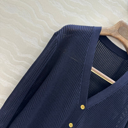 LP 25 V-neck Cardigan Blue Cotton 265181